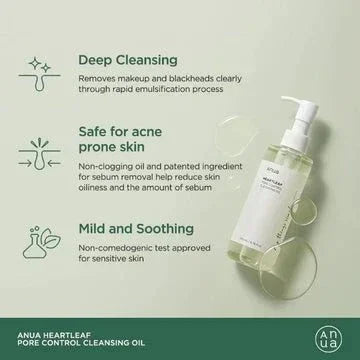 ANUA HEARTLEAF PORE CONTROL CLEANSING OIL 200ML - Beauty Icon -Pakistan