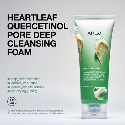 ANUA HEARTLEAF QUERCETINOL PORE DEEP CLEANSING FOAM 150ML - Beauty Icon - 