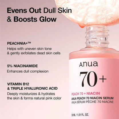 ANUA Peach 70% Niacinamide Face Serum 30ml - Beauty Icon - 