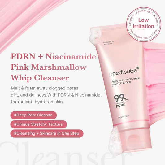 MEDICUBE PDRN PINK NIACINAMIDE WHIP CLEANSER (120G) - Beauty Icon - 