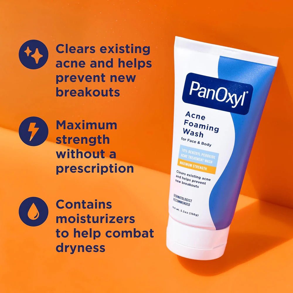 PanOxyl Acne Foaming Wash Benzoyl Peroxide 10% Maximum Strength (156g) - Beauty Icon - 