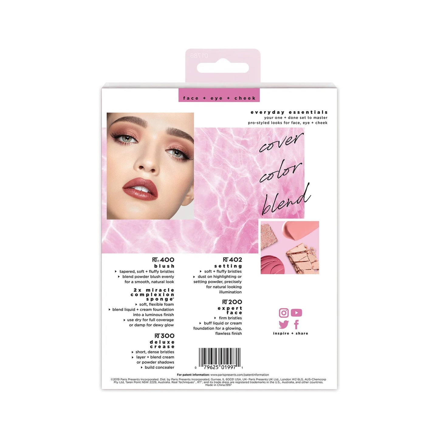 RT Everyday Essentials Makeup Brush Set with Sponge - Beauty Icon -