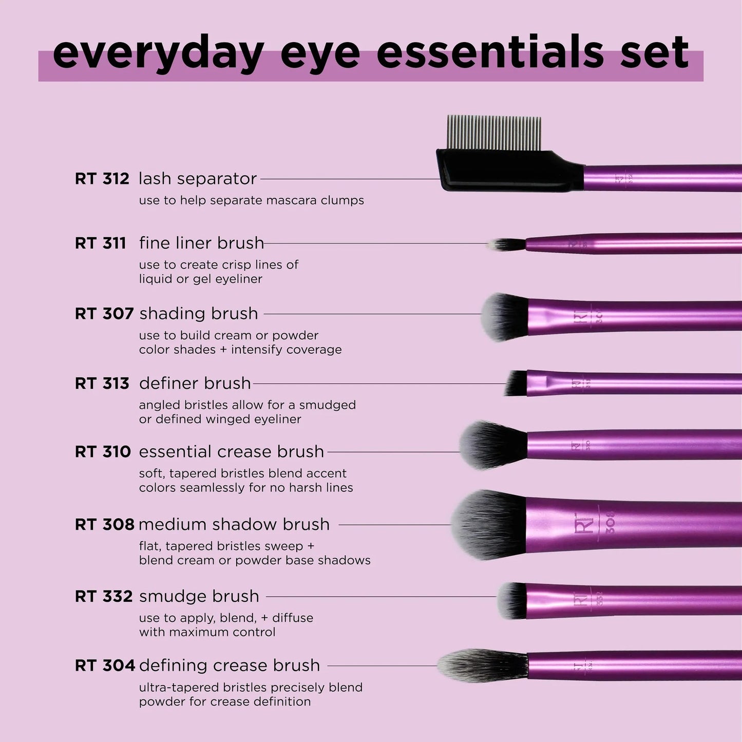 RT Everyday Eye Essentials Makeup Brush Set - Beauty Icon - 