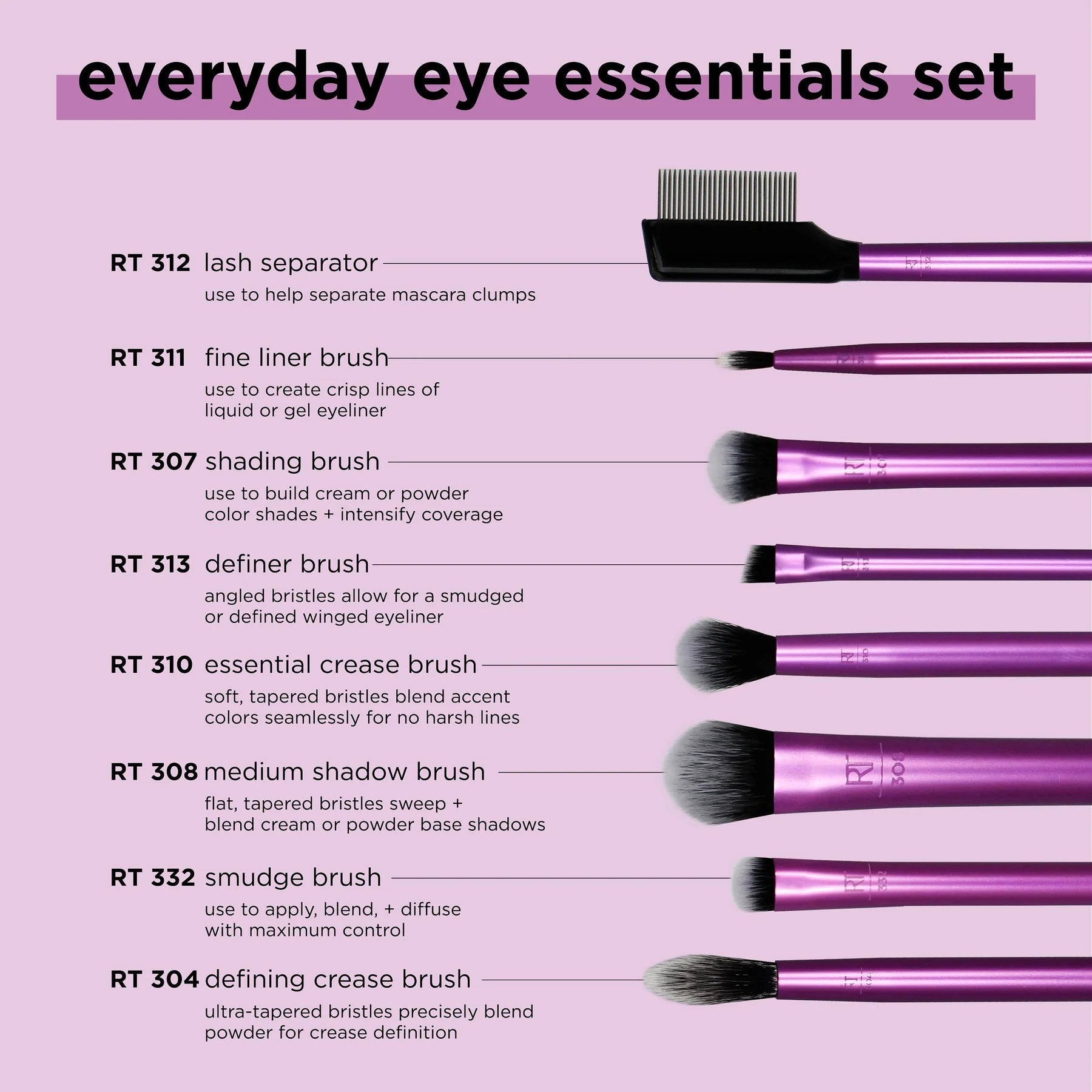 RT Everyday Eye Essentials Makeup Brush Set - Beauty Icon - 