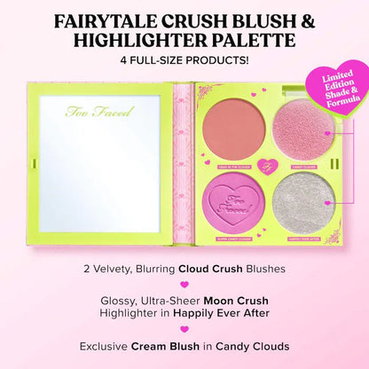 Too Faced Fairytale Crush Blush & Highlighter Palette Makeup Set - Beauty Icon - 